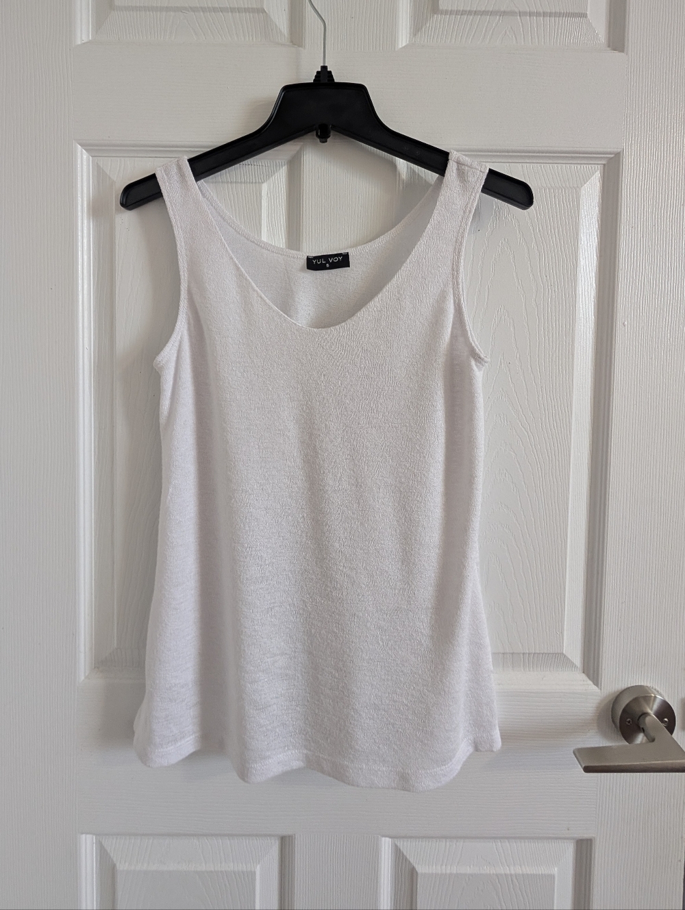 YUL VOY White Layered Knit Tank Top Viscose Minimalist Quiet Luxury Soft Shell S